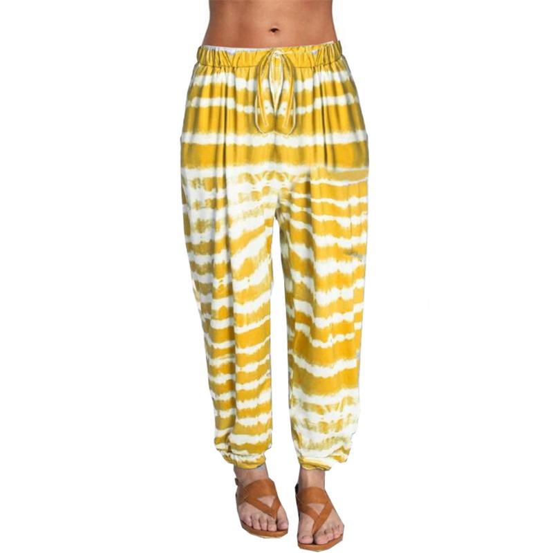 

Adisputent Fashion Women Stretch Long Pants Tie Dye Jogger Pants High Waist Ladies Sport Elastic Waist Sweatpants, Yellow