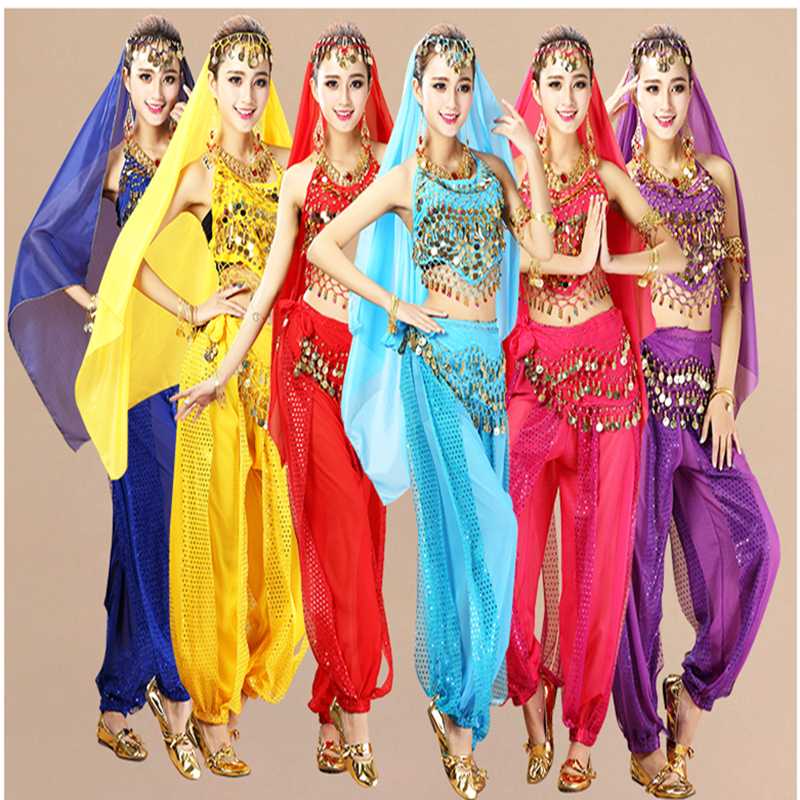 

2020 new dance performance clothing belly dance stage performance clothing apron highlight pants suit, Eight piece set