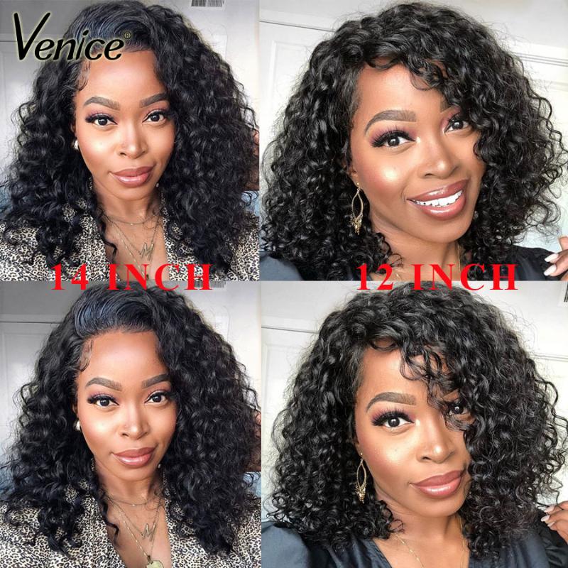 

Venice Hair 13x6 Lace Front Human Hair Wig Lace Frontal Wig For Black Women Water Wave Short Human Bob Remy Cheap, Natural color