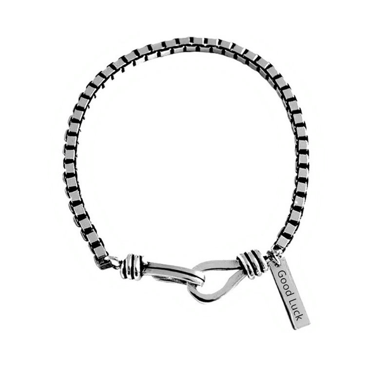 

River Charm Women Letter Good Luck Bracelet Thai Silver Color Female Vintage Box Chain Bracelets Fashion Jewelry Gift
