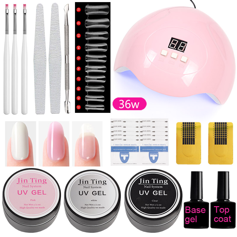 

Z1B 1set Set Gel Varnish Building Gel 3 colors extensions hard jelly Nail Kit liquid with lamp nail art tool, Z1t