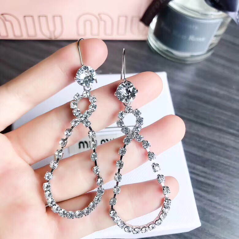 Luxurious S925 Sterling Silver Women oval round style with diamond drop earring for women Jewelry gift PS6687