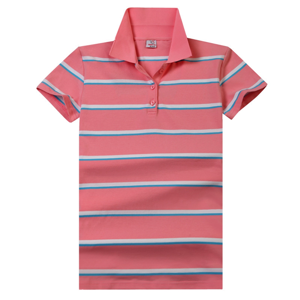 

Fashion Women Shirts 2019 Polos Mujer Cotton Shirts Stripe T-shirt Women's, Pink