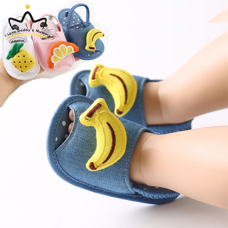 

New Cute Cartoon Fruit Banana Pineapple Watermelon Summer Baby Shoes Sandals Elastic Non-slip Newborn Toddler Baby Girl Sandals, White
