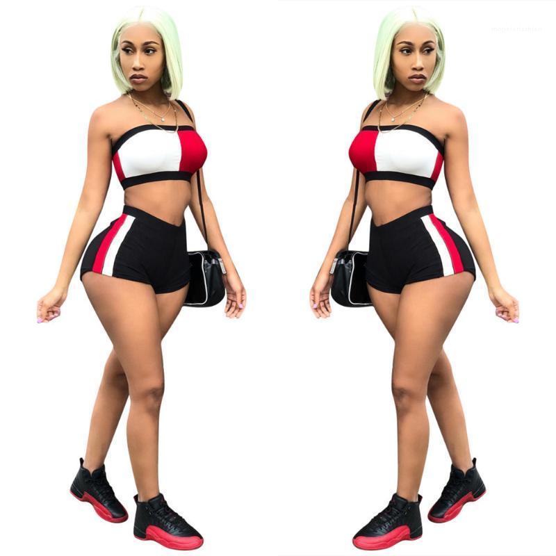 

Suits Summer Tracksuits Clothing Women Luxury Suits Strapless Tops Hot Shorts 2pcs Designer, Blue