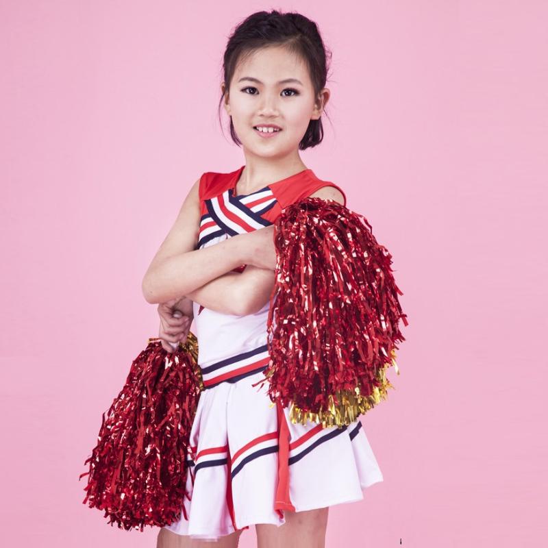 

2pcs pom poms+1set costumes) Cosplay Cheerleaders Costume Uniforms High School Students Kids Boys Girls Costume cheerleader