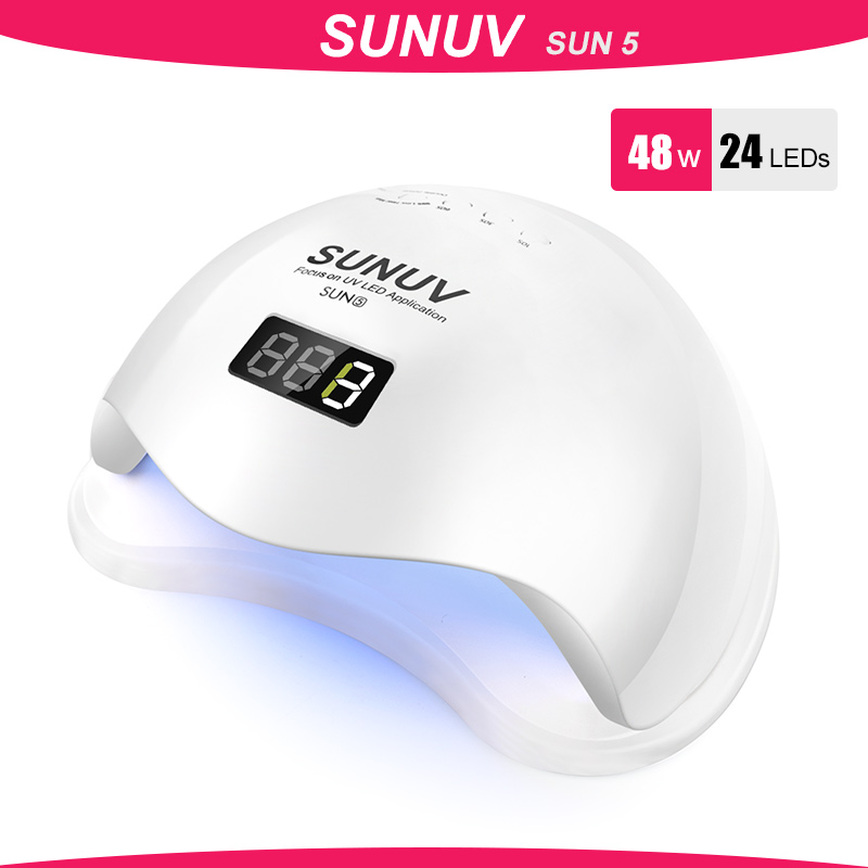 

SUN5 48W UV LED Nail Lamp 24 Leds For Manicure Gel Nail Drying Polish Lamp 30s/60s/double power Auto Sensor Manicure Tool, Sun5 uk plug