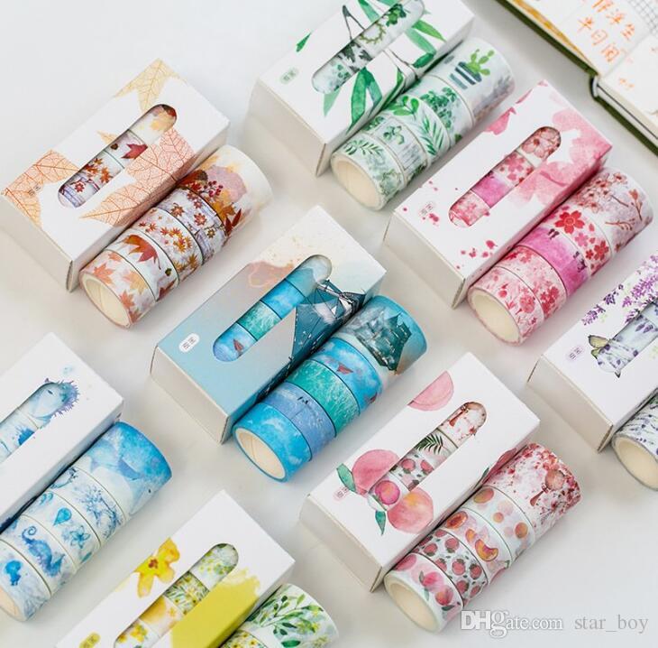 6//12 Rolls 10m Washi Sticky Tape Creative Decorative Craft Flowers Floral Plants