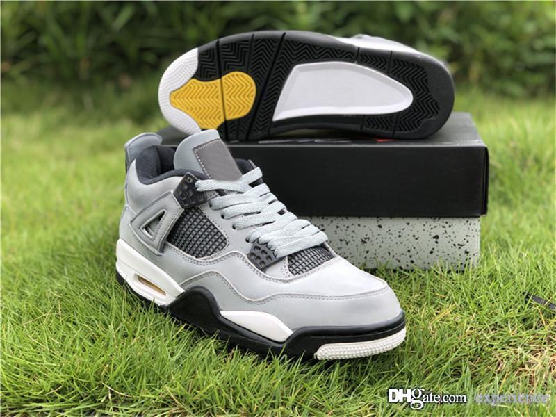 

2019 New Authentic 4 Cool Grey Chrome Dark Charcoal Varsity Maize Flight 4S Man Outdoor Shoes Sneakers 308497-007 With Box