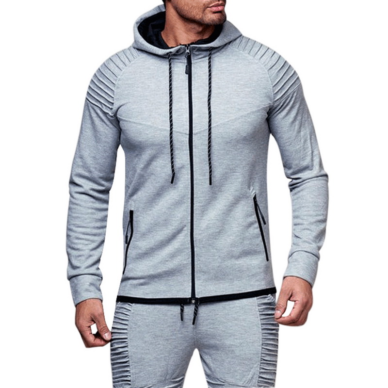 

Mens Hoodies Zipper Men's Hoodies Tracksuit Autumn Winter Drawstring Pocket Hooded Sweatshirt Long Sleeve Slim Streetwear, Style3 gray m130046