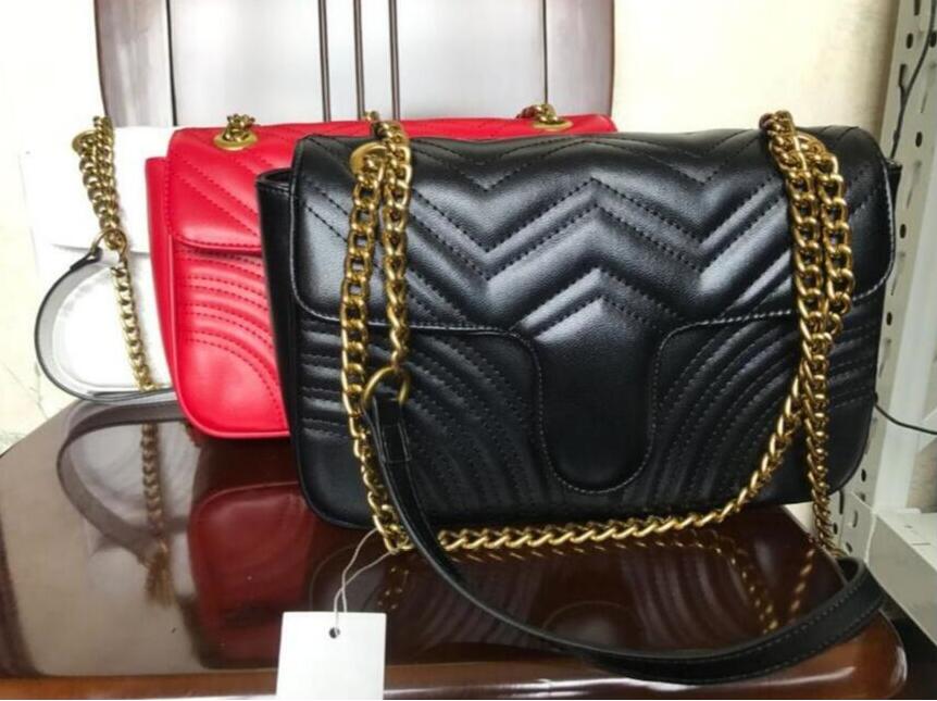 

New fashion Marmont Classic Leather pu black gold chain hot sell women bags handbags designer shoulder bags leather purses ladies #287300, Red