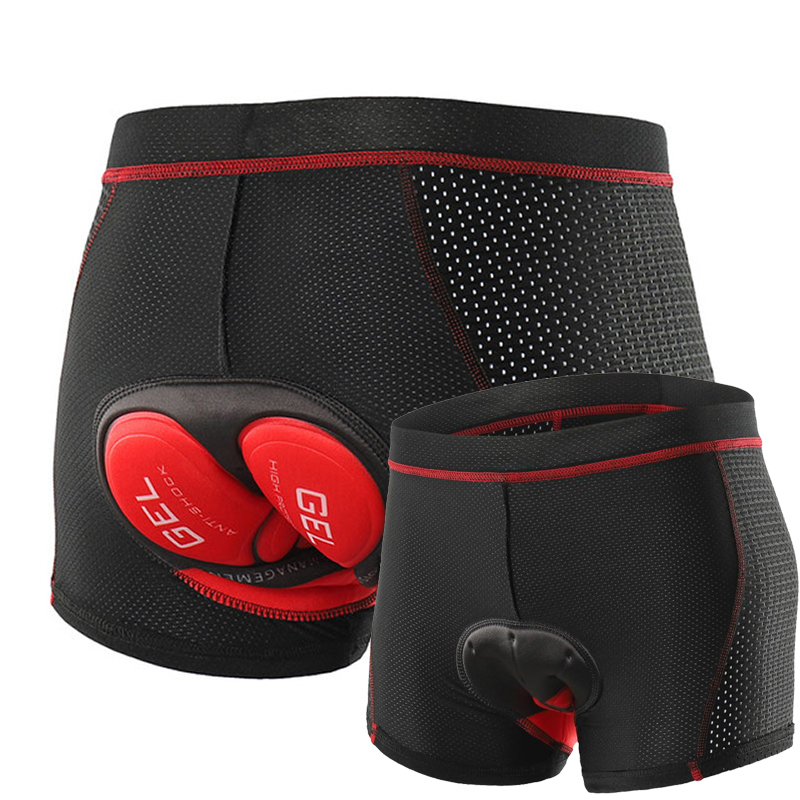 

Cycling Shorts ARSUEXO Upgrade Gel 5D Pad Underwear Mountain Bike MTB Breathable Shockproof Road Bicycle Underpants, With red line