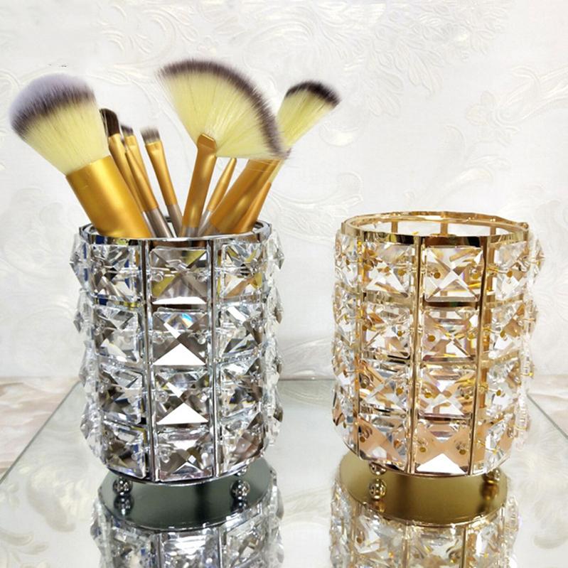 Spazzola metallica contenitore pennello Pot Pencil Makeup Holder Cylinder Pen Pot per ufficio bianco Spazzola metallica contenitore pennello Pot Pencil Makeup Holder Cylinder Pen Pot per ufficio bianco