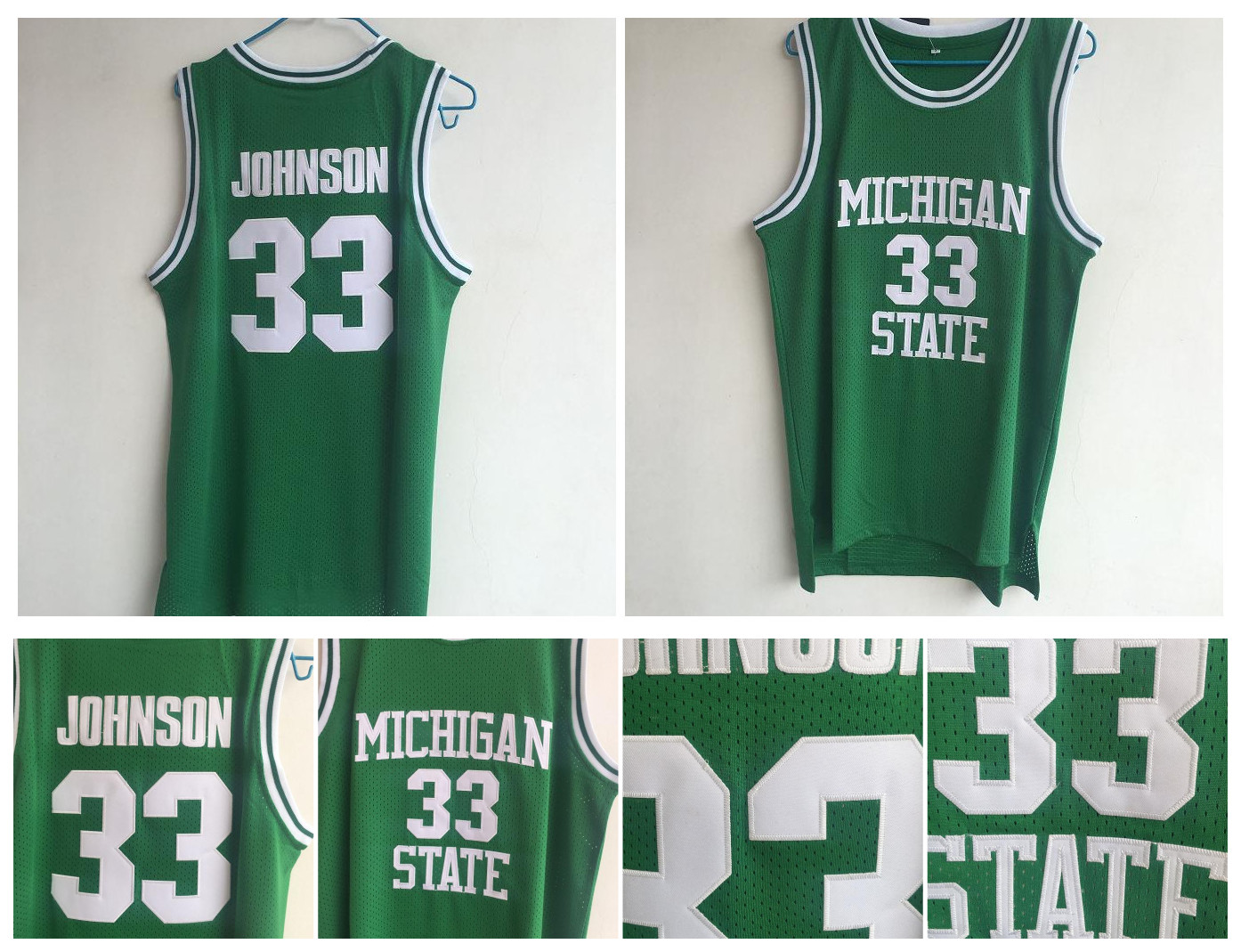 

33 Magic Johnson Jersey Michigan State Spartans NCAA College Jersey University Basketball Jerseys Green 100% Stitching Top Quality
