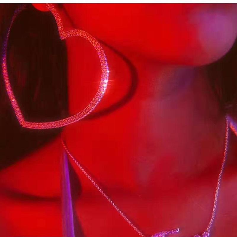 

Bling Geometric Rhinestone Love Heart Big Hoop Earrings Accessories for Lady Crystal Heart Pendant Round Circle Earrings Jewelry