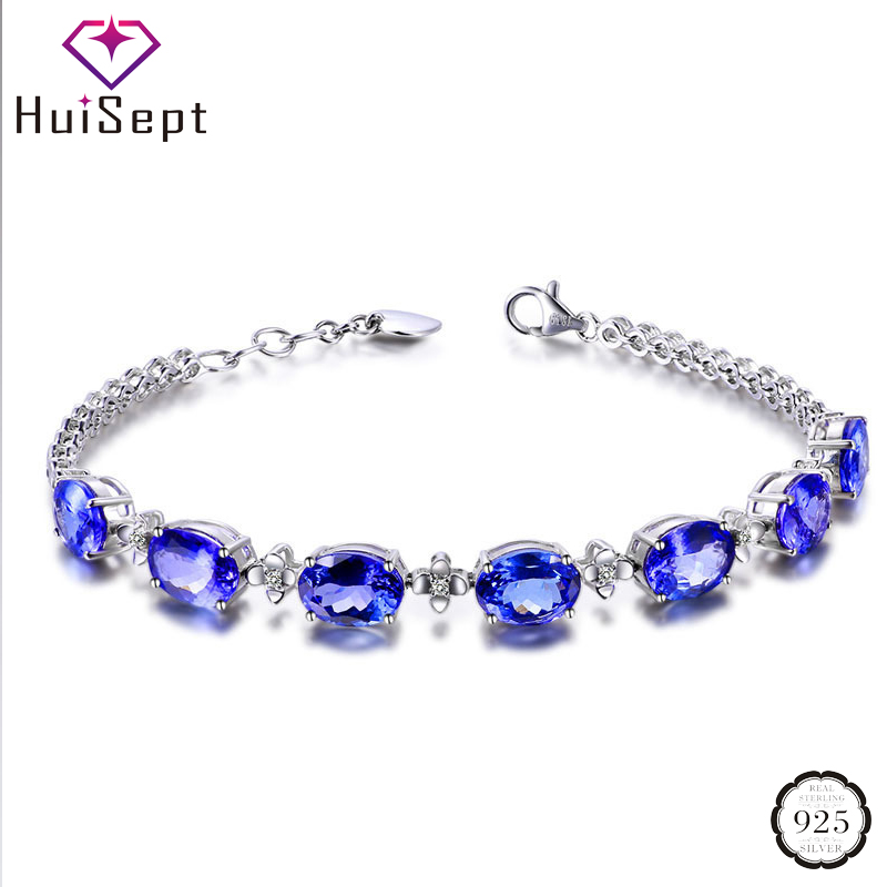 

Other Bracelets HuiSept Fashion 925 Silver Bracelet Oval Shaped Sapphire Gemstones Jewelry Ornaments For Women Wedding Party Wholesale