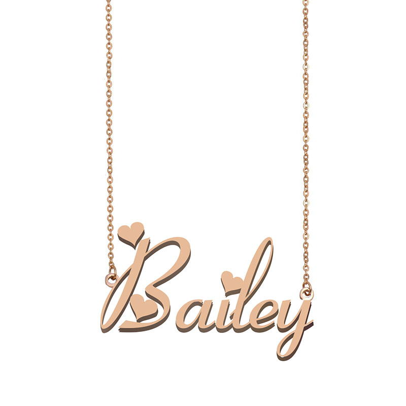 

Bailey Name Necklace Pendant for Women Girls Birthday Gift Custom Nameplate Children Best Friends Jewelry 18k Gold Plated Stainless Steel, Silver