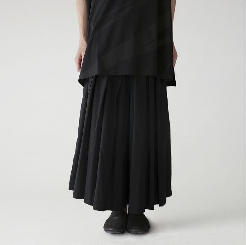 

27-44 New 2019 New Men's Hair Stylist fashion Hip hop street Loose leisure skirt Pants Pleated pants plus size stage costumes, Black