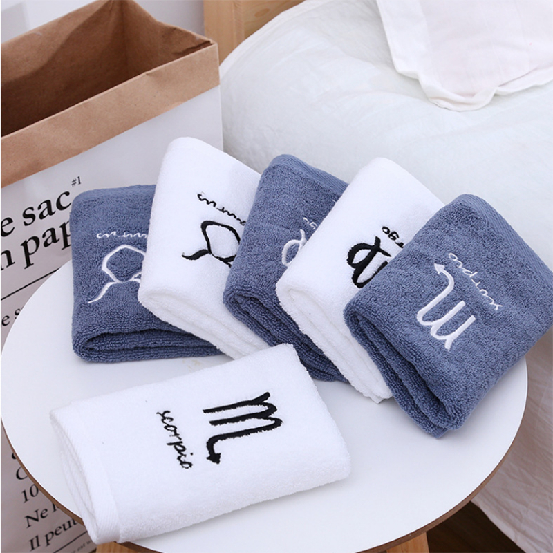 

High Quality Cotton Adult family face Towel Soft Absorbent Washcloth Household Travel Gym thick constellation hand towel, Customize