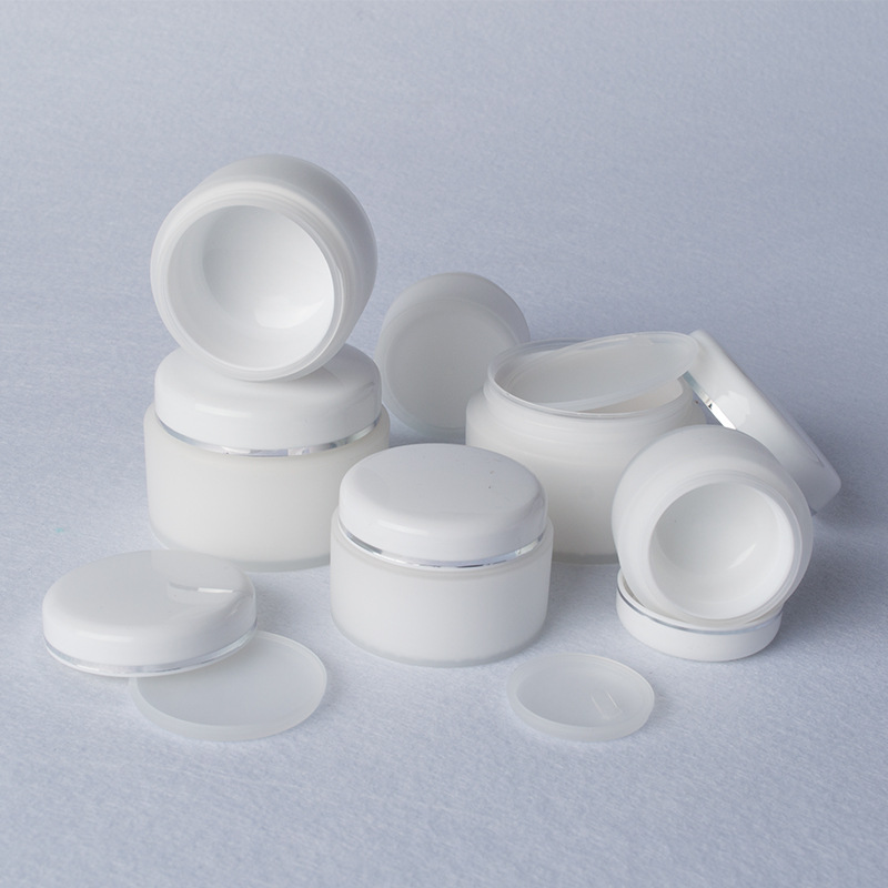 

White PP Cosmetic Jar Hand Face Cream Plastic Jar 15g 30g 50g Cosmetic Sample Plastic Container with Inner Liner Cover