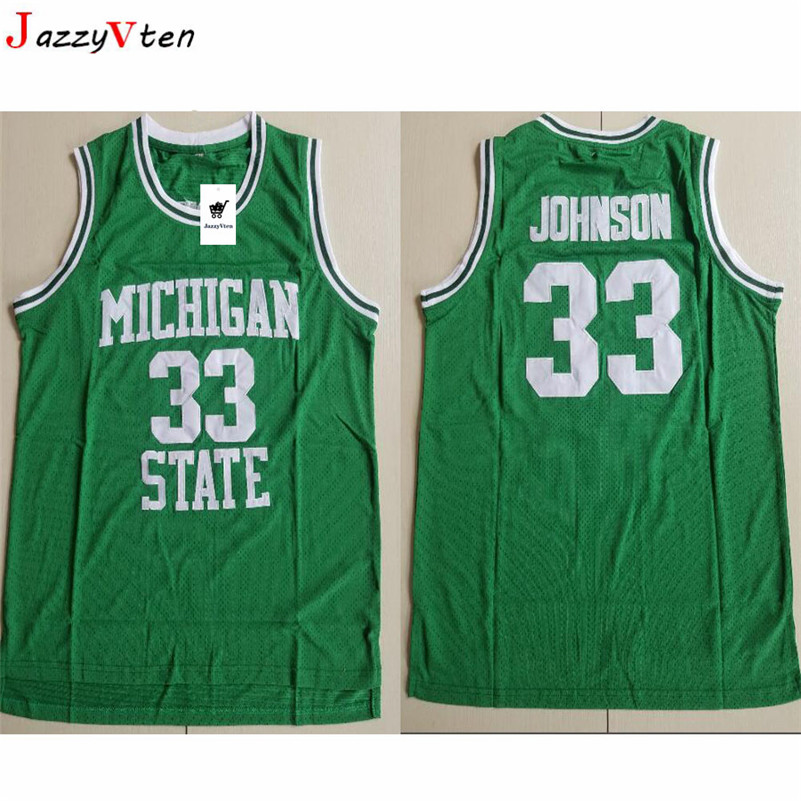 

New Men #33 Earvin Johnson Michigan State Jersey Cheap Magic Johnson Green White College Jersey Stitched Retro High School Basketball Jersey, Black
