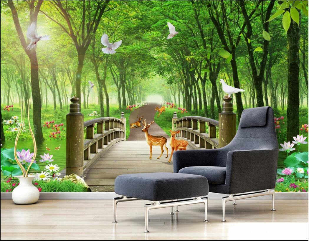 

3d wallpaper custom photo mural Beautiful simple leisure green tree forest scenery tooling background wall wallpaper for walls 3 d, Non-woven fabric