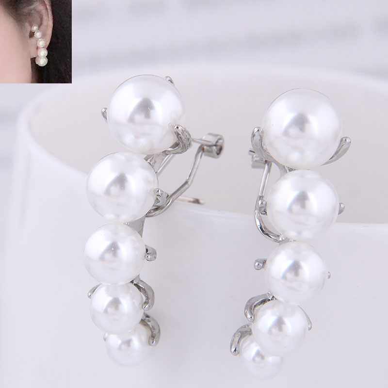 

Simulated Pearl Earrings For Women 2019 Geometric Imitation Pearl New Earings Fashion Jewelry Stud Earrings 2019, Golden;silver