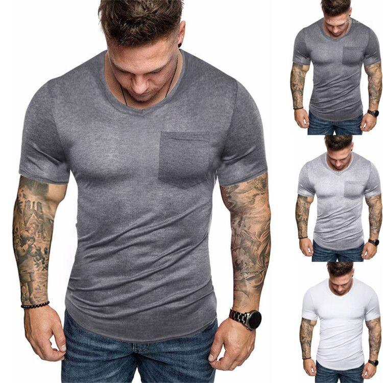 Casual Short Sleeve Shirts V Neck Solid Color Casual Mens Shirts Fashion Casual New Male Clothing Mens
