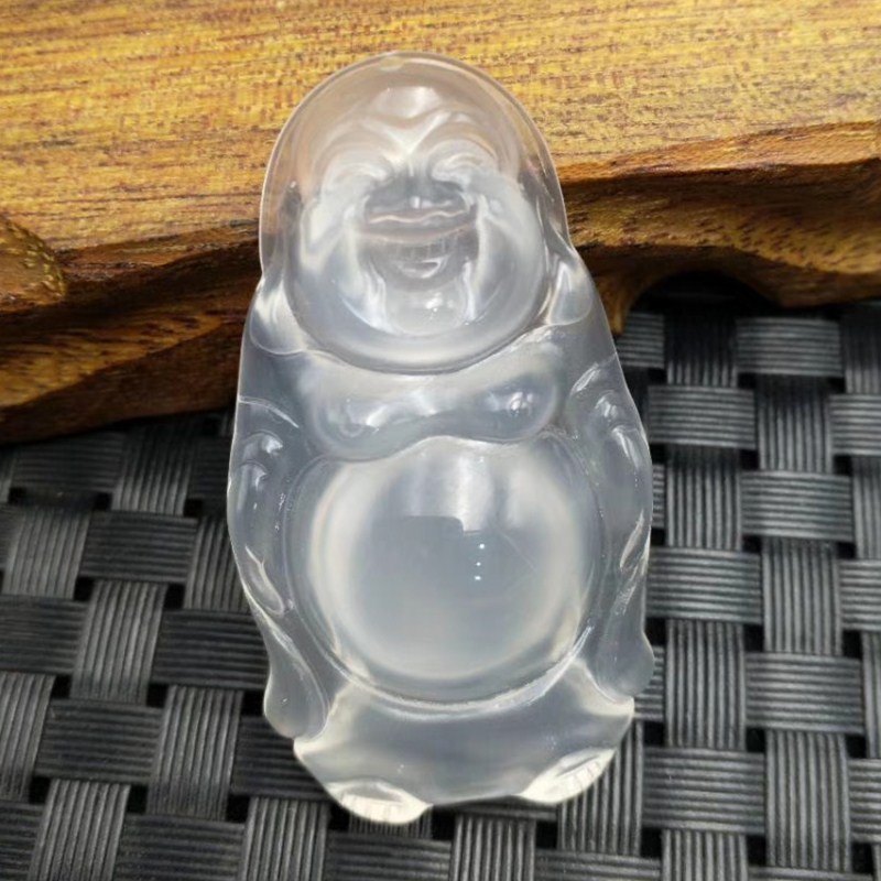 

Women's Necklace Pendant White Agate Chalcedony Maitreya Laughing Buddha Pendant Gift for Men Women's Fine Jewelry
