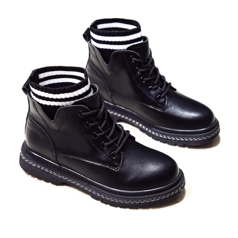 

Plus cashmere 2019 winter Martin boots for women black white brown Fashion leather shoes Ankle booties Sneakers size 36-40