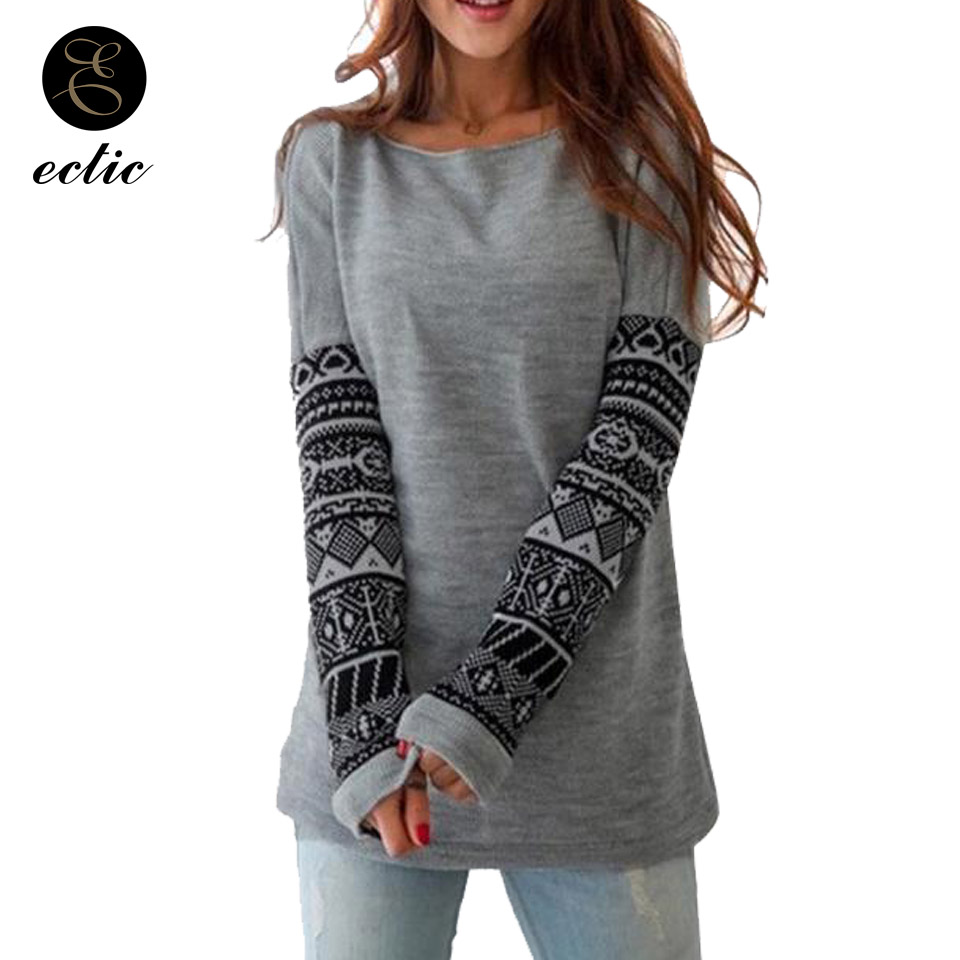 

Tunic Long Sleeve Spliced Hoodie With Print Grey Plain Thick Hoodies Women Poleron Mujer 2019 3xl Sweatshirt Harajuku Loose Punk, Grey hoodie