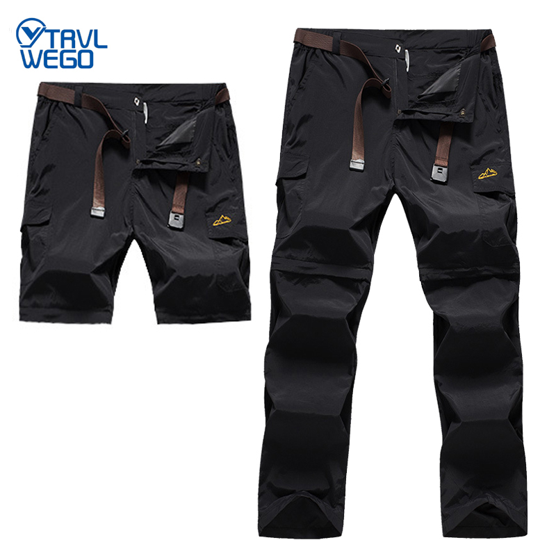 

TRVLWEGO Outdoor Camping Hiking Pants Travel Men Summer Quick Dry Elastic Removable Climbing Hunting Hiking Trousers, Black