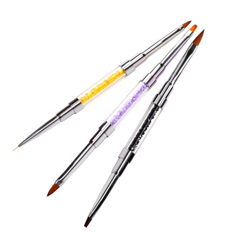

3Pcs/Set UV Gel Brush Liner Painting Pen Double head Acrylic Drawing Brush for Nails Gradient Rhinestone Handle Nail Art Tools