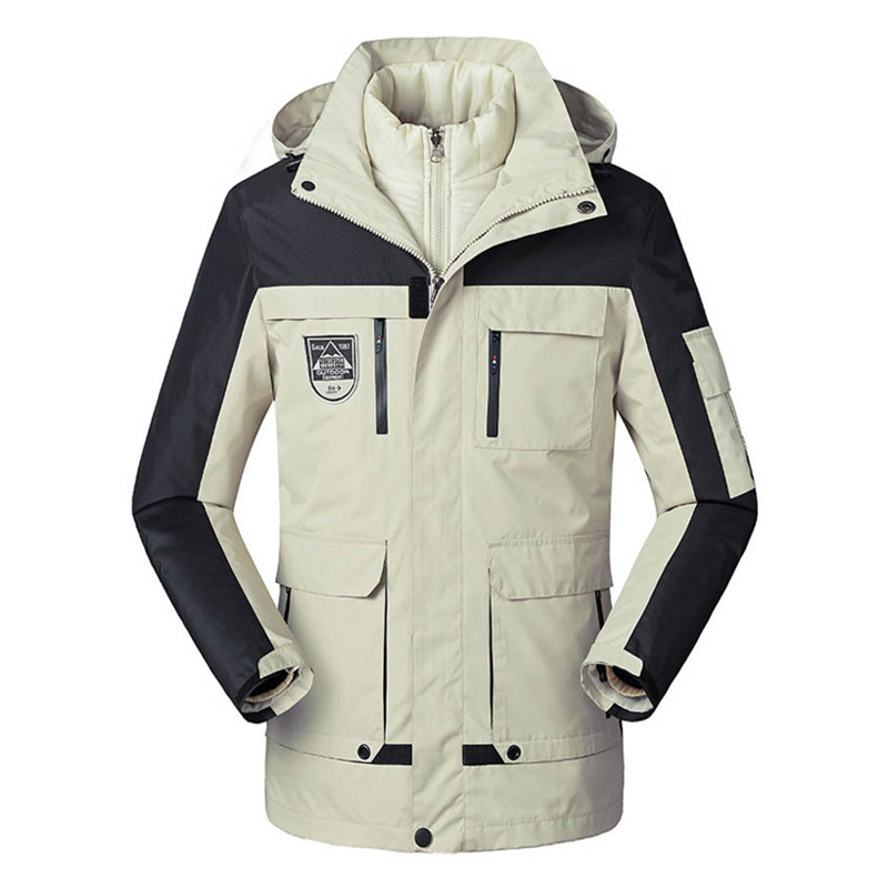 

Oversize Men Winter Waterproof Fish Hiking Camp Ski Climb Warm Plus Size Detachable Cotton Outdoor Jackets Coat Hood, White
