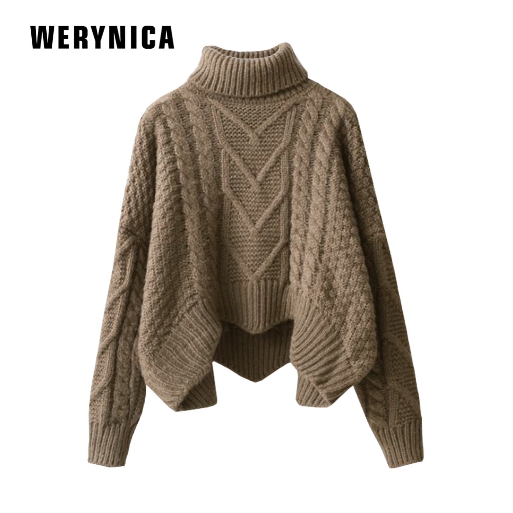 

Werynica Korean version of the loose high collar pullover women short paragraph 2019 winter thick needle sweater coat women, Black