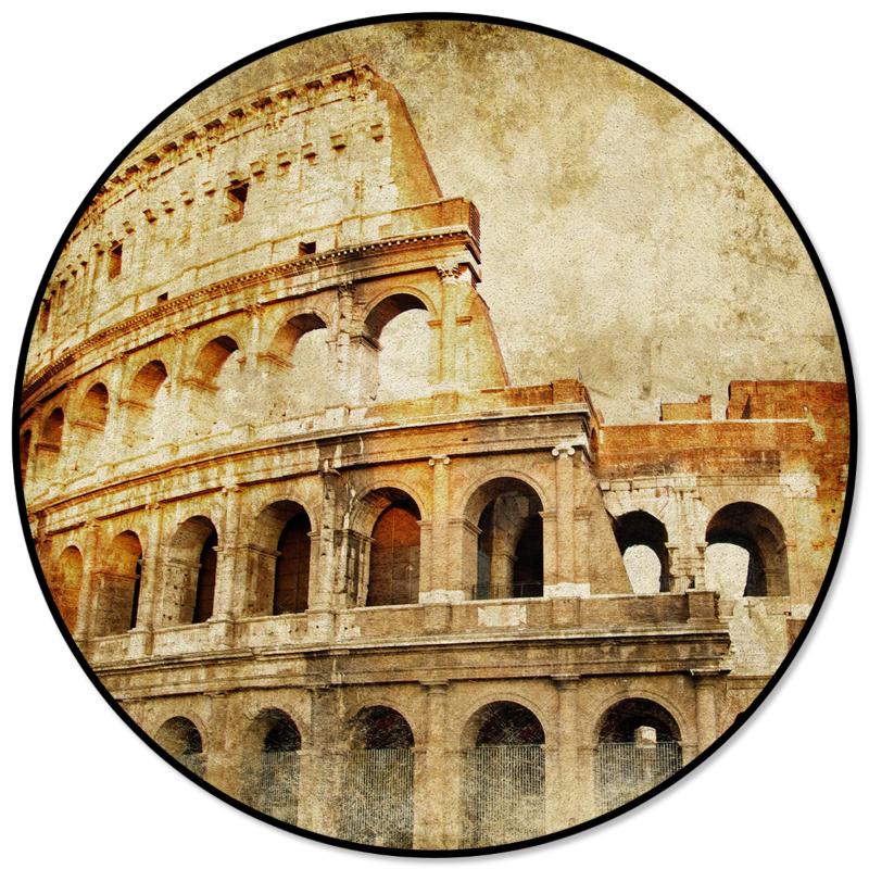 

Italian Roman Retro Style Ruins Round Carpets Alfombra Living Room Kids Area Carpet Rug Mats For Home Bedroom Decorative, As pic
