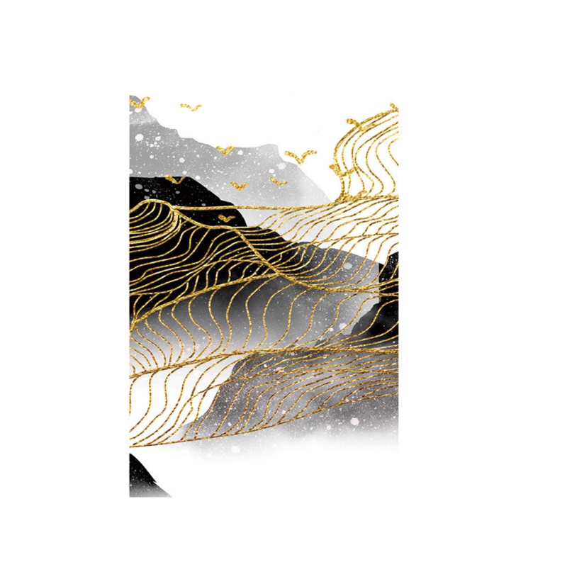 

Chinese Style Ink Gold Line Marble Pattern Frameless Painting Poster Canvas Prints Painting Wall Art for Living Room Minimalist