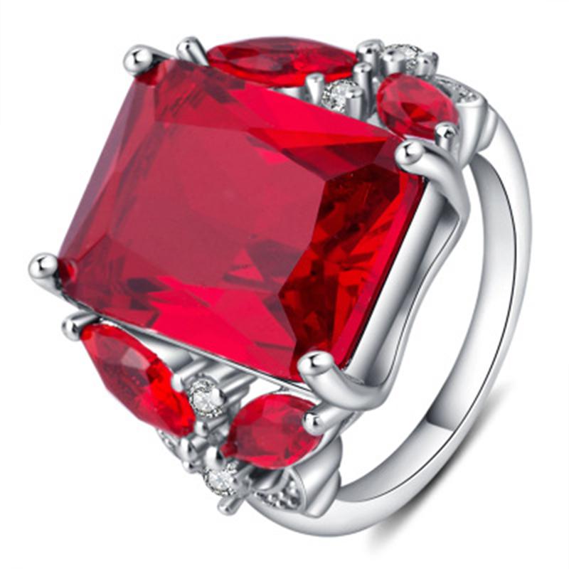 

EDELL Vintage Garnet Ruby Red Stone S925 Silver Ring Opened Size 100% Pure 925 Sterling Silver Rings for women Jewelry