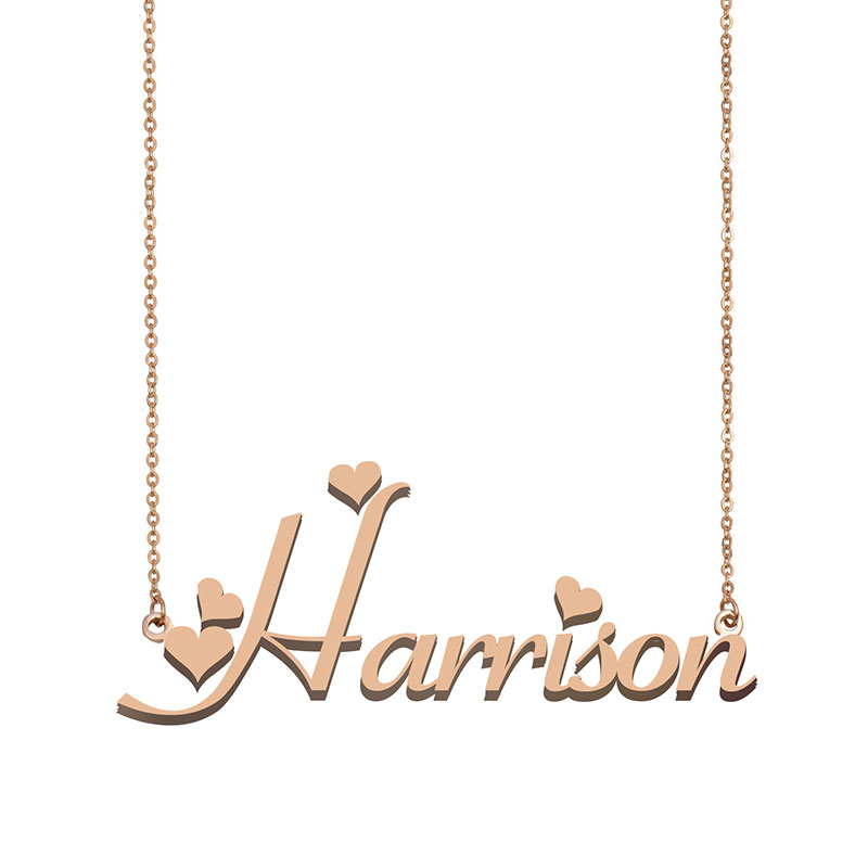Harrison Name Necklace Pendant for Women Girlfriend Gifts Custom Nameplate Children Best Friends Jewelry 18k Gold Plated Stainless Steel-image-536313314