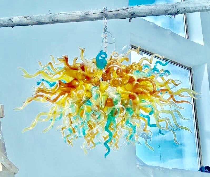 

Luxury Ceiling Lamps Chandelier Multi Colored Living Bedroom Dining Room Lighting Fixtures European Hand Made Glass Modern LED Chandeliers