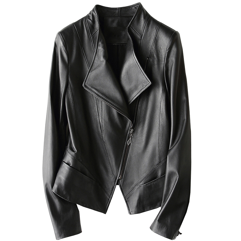 

100% Natural Sheepskin Coats Female Genuine Leather Jackets Women Slim Short Jacket 2020 New Spring Autumn Outwear Clothes, Black