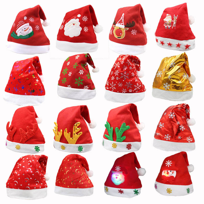 

Christmas Ornaments Decoration Christmas Hats Adult Child Cute Santa Claus Reindeer Caps Xmas Holiday Party Decoratives Supplies