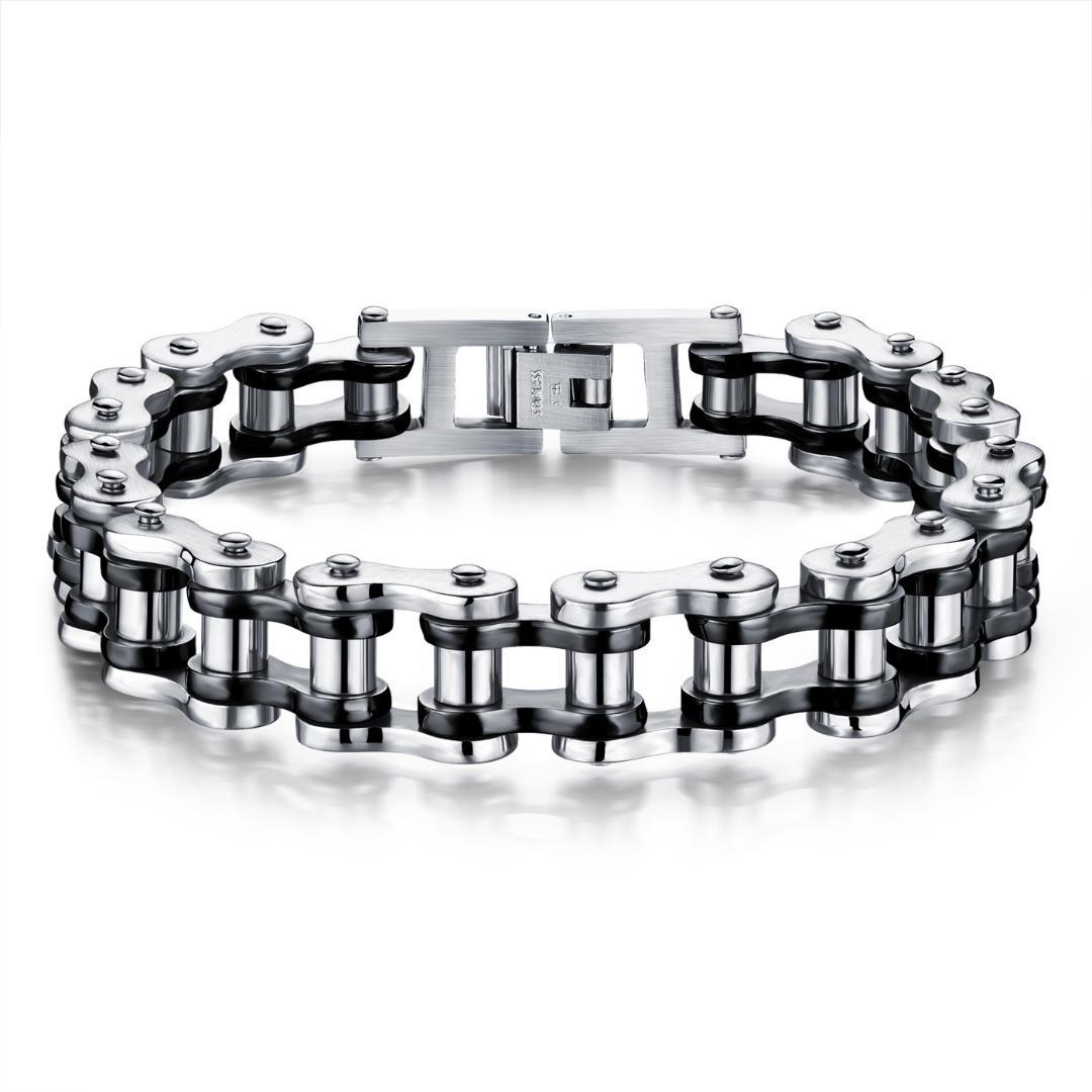 

free shipping Cool Men Biker Bicycle Motorcycle Chain Men's Bracelets & Bangles Fashion 4 Color 316L Stainless Steel Jewelry 781, Golden;silver