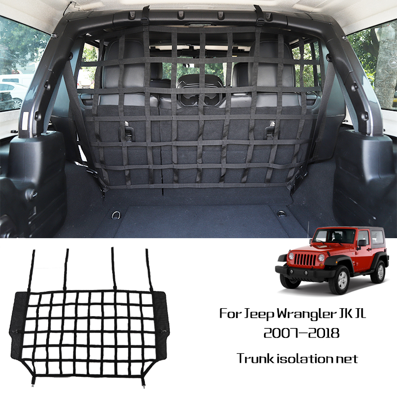 

Black Pet Separation Net Fence &Car Trunk Cargo Safety Net For Jeep Wrangler JK JL 2007-2018 Factory Outlet Car Accessories