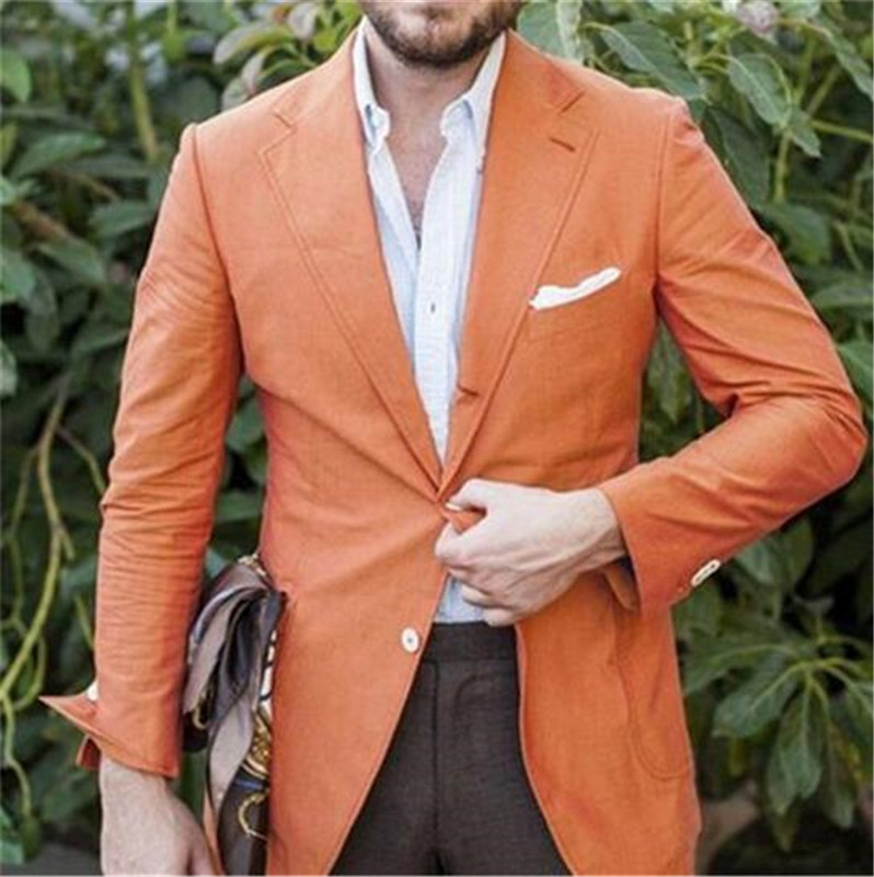 

Orange Groom Tuxedos Notch Lapel Groomsmen Wedding Tuxedos Popular Men Formal Blazer Prom Jacket Suit(Jacket+Pants+Tie) 3682, Same as image