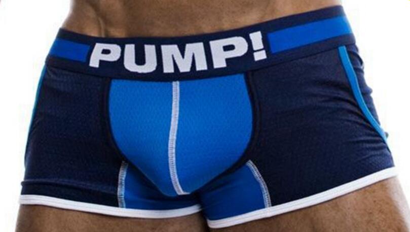 

Men's underwear cotton breathable belt pocket mesh sexy men's boxer briefs 3piece/lot, Blue