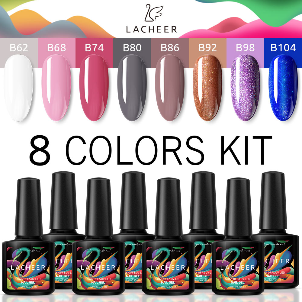 

Lacheer Blue Color Series Gel Nail Varnish Hybrid Gel Polish Manicure Set Semi Permanent Long Lasting Led Nail Enamel Polish, 4pcs set