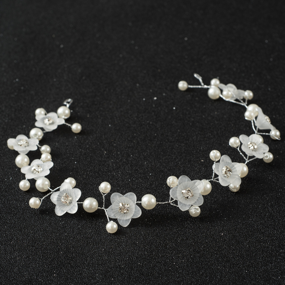

Bride Wedding Photographic Studio Photography Accessories Manual Matting Flower Pearl Soft Chain Headwear Hair Band Can Lengthen