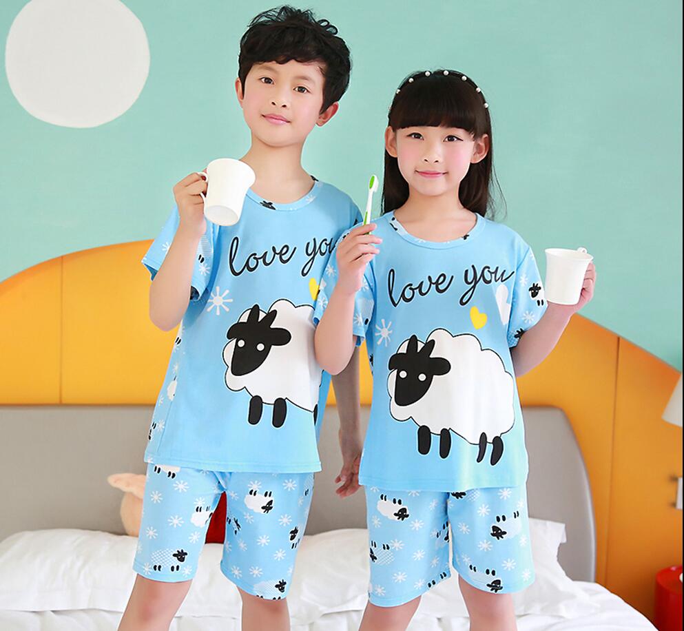 

Baby kids Pajamas Set summer children Short Sleeve cotton sleepwear Boys Cartoon bebes Pyjamas Girls Home Clothing Boy nightwear#wsd, Model 18