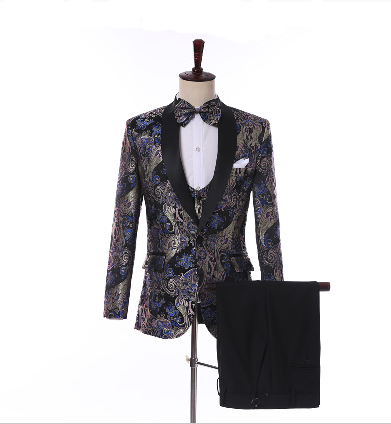 

Groom Tuxedos Groomsmen Shawl Lapel Custom Made Pattern Men Suits Wedding/Prom/Dinner Best Man Blazer ( Jacket+Pants+Vest+Tie ) M1433, Same as image